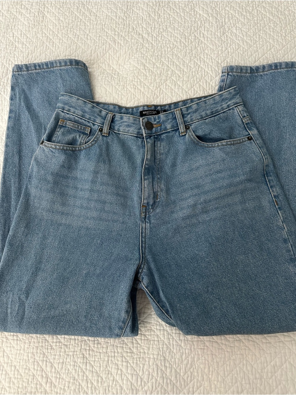 Nasty Gal Womens Straight Leg Jeans Size 10 Medium Wash High Rise 100% Cotton